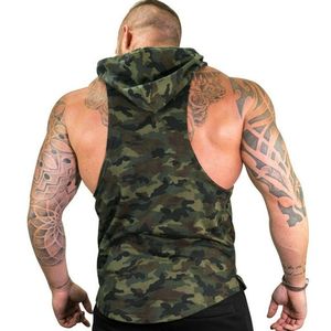 Hommes décontracté entraînement débardeurs capuche sport musculation Stringer coupe musculaire Gym Hoodies broderie décoration sans manches t-shirt - Product Image 2