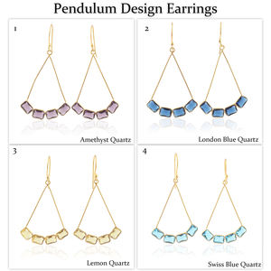 ต่างหูคริสตัลควอตซ์ทรงขนมปังฝรั่งเศสสำหรับสตรีต่างหูทองเหลือง18K ชุบทอง18K - Product Image 2