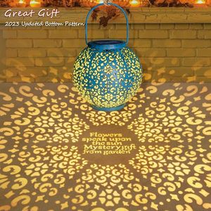 Lanterne solaire en métal bleu suspendus jardin lumières extérieures métal étanche LED lampe de table article décoratif pour la décoration intérieure - Product Image 5