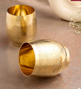แก้วทองเหลืองแกะสลักด้วยมือ เป็นมิตรกับสิ่งแวดล้อม คู่ 2 ใบ - หรูหราทันสมัย ความจุขนาดใหญ่ - Product Image 4