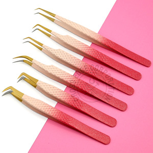 Dernières pinces à cils à pointe en fibre 90 °   Pince à épiler russe pour extensions de cils, pointe fine, en acier inoxydable, pour volume intense - Product Image 1