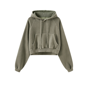 Custom Acid Wash bordado sólido ODM mujer Casual con capucha Oversize Fleece Pullover Hoodie - Product Image 1