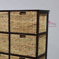Nieuwe collectie eco-vriendelijke handgemaakte vintage enkelvoudige kast met waterhyacint laden en houten plank voor woonkamer, badkamer en kleding.