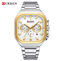 Montre à quartz pour homme, boîtier carré, bracelet en acier inoxydable, cadran de 41 mm, résistante à l'eau, montre de sport pour affaires