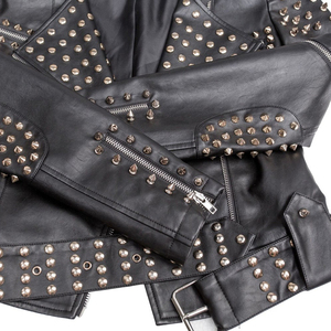 MOQ bajo Chaquetas de cuero con tachuelas y cremallera Vintage para mujer Venta caliente Diseño personalizado Chaqueta de cuero cálida para mujer - Product Image 4