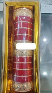 Premium Quality Fashion <b>Bracelets</b> & Bangles <b>Red</b> and White Bridal Chura Set Elegant Bangles for Indian Weddings from India - Product Image 5