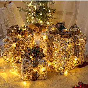 Productos de promoción de innovación Cajas de regalo iluminadas de Navidad Juego de 3 Cajas de Regalo iluminadas Decoraciones navideñas con 50 luces LED - Product Image 3