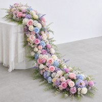 Chemin de table floral en cascade de roses artificielles en soie, style forêt, pour mariage, événements extérieurs, allée de table, hôtel, fête