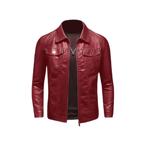 Leather Motorcycle Coat Spring and Autumn <b>Thin</b> Casual Leather <b>Jacket</b> for <b>Men</b> - Product Image 6