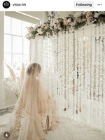 Nikah Pardah cloison tentures florales avec ficelle de jasmin pour mariage islamique mariée et marié Nikah, rideau de scène de toile de fond
