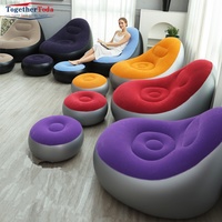 Fauteuil gonflable pliable en PVC floqué avec repose-pieds pour chambre et salon – Canapé paresseux portable