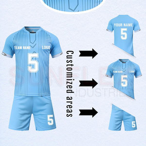 ชุดฝึกซ้อมฟุตบอลแขนสั้นแบบแห้งเร็ว ระบายอากาศได้ดี น้ำหนักเบา ผลิตตามแบบ OEM ดีไซน์เองได้ ผลิตจากโพลีเอสเตอร์ 100% ขายส่ง - Product Image 2