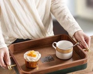 BANDEJA IMPRESA DE MADERA NATURAL MEJOR CALIDAD TALLADA Forma cuadrada disponible y artesanía de la India mejor muestra Venta caliente - Product Image 3