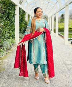 Ventes en gros en ligne Robes en lin pour femmes Anti-statique Vintage Casual Élégant Sexy Ensemble trois pièces Mode indienne pakistanaise - Product Image 1