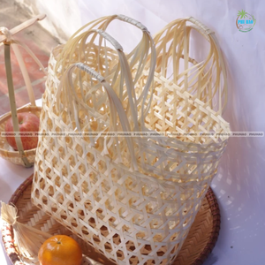 PANIER CADEAU EN BAMBOU élégant écologique avec poignées Emballage durable et réutilisable pour cadeaux ou stockage Décoration intérieure - Product Image 2