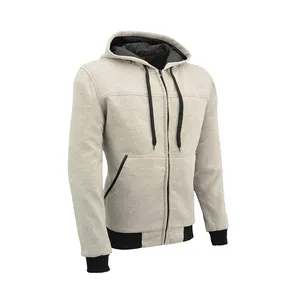 Xe Máy hoodie Áo khoác lót đầy đủ với kevler armid sợi CE Fleece hoodie với Kevlar lót