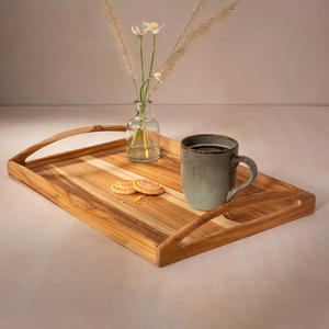 Bandeja de madera natural con 2 asas mejor opción precio más barato bandejas de madera hechas a mano para servir y decoración - Product Image 1