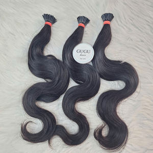 Extensions de cheveux humains en mèches vierges Body Wave, extensions de cheveux I-Tip, vente en gros bon marché, cheveux bruts 100% pour femmes - Product Image 1
