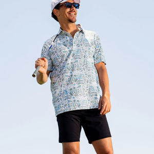 Camisa de Golf Personalizada de Alta Calidad, Manga Larga, Cuello Tipo Cuchilla, de Poliéster y Algodón, para Hombre, Estilo Casual Elegante, Transpirable, Tallas Grandes, OEM, al por Mayor - Product Image 3