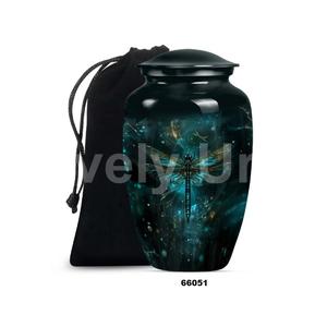 Venta caliente gran aluminio dragón cremación adulto urna para cenizas humanas con bolsa de terciopelo gratis - Product Image 2