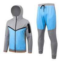 Ensemble de survêtement d'hiver pour homme en molleton technique extensible dans les quatre sens, coupe régulière, uni, à capuche, deux pièces