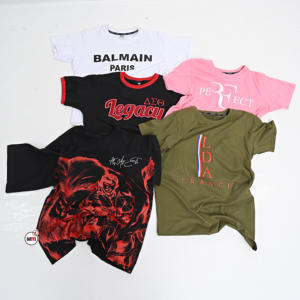 Personalizado en blanco con patrón de mezcla elegante camiseta transpirable logotipos personalizados 100% algodón jersey streetwear High Street - Product Image 2