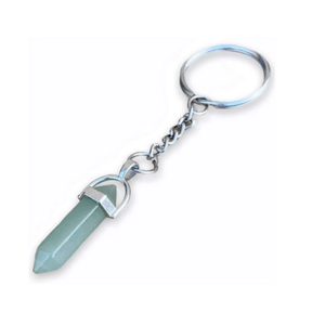 Haute qualité naturel vert aventurine cristal colonne hexagonale pierre à la main Double Point métal porte-clés cristal en gros - Product Image 3