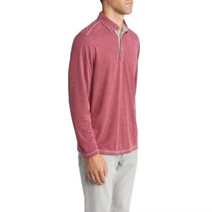 2024 hombres para Polos logotipo personalizado bordado tejido de punto transpirable manga completa Color liso venta al por mayor camiseta personalizada - Product Image 6