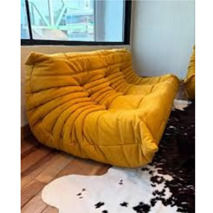 Sofá de PUF plegable de tela con mechones compacto, convenientemente empaquetado para un uso fácil - Product Image 2