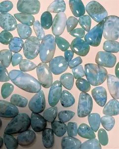 Bague en pierres précieuses minérales bleu naturel Larimar mélange forme Cabochon opale pour la fabrication artisanale approvisionnement en gros - Product Image 1