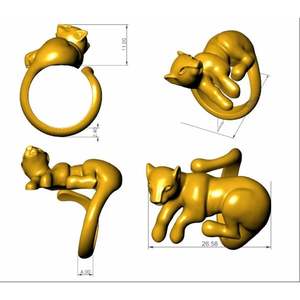 Anillo de Diamantes Naturales de 18K para Mujer, Diseño Redondo de Animal, Chapado en Oro sobre Plata, Estilo Moderno para Fiestas - Product Image 1