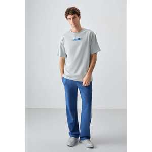 T-shirt pour homme 100% coton, épais, doux, texturé, coupe ample, imprimé - 88356, fabriqué en jersey de coton - Product Image 3