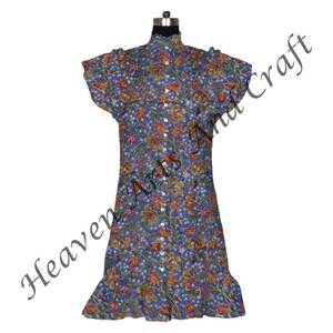 Bloque de algodón impreso exclusivo Top/corto Kurti Floral mujeres exclusivo Top/corto Kurti indio hecho a mano puro algodón primavera Casual - Product Image 4