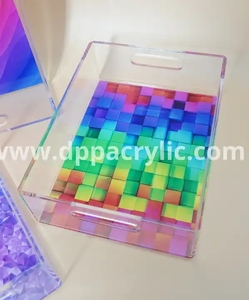 Bandeja acrílica transparente rectangular Bandeja organizadora acrílica Bandeja de exhibición colorida de buena calidad a la venta - Product Image 3