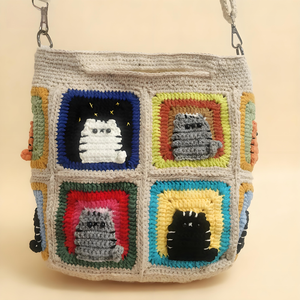 Bolso Bandolera de Lana Tejido a Mano con Cadenas, Estilo Vintage para Mujer, Correa Cruzada, Cierre de Cremallera, Portátil - Product Image 2