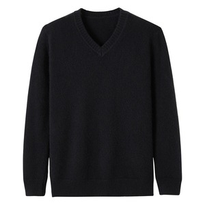 Premium Design High Quality Oversized Slim Fit <b>100</b>% Pure <b>Cashmere</b> Sweater Men's V-neck Thick Solid Color Pullover Shirt for Men - Product Image 2