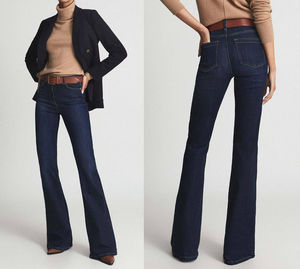 <b>Women</b> High Waist Ripped Patch Skinny Bell Bottom Flare Leg Denim <b>Jeans</b> 100% Cotton High Performance Casual Leopard Belt - Product Image 6