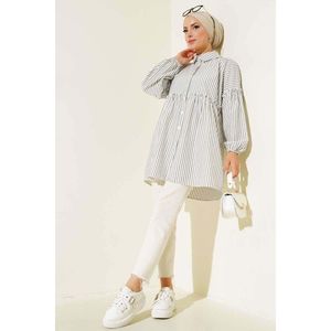 Camisa Tobillera Elástica Rayas Blanco - Product Image 1