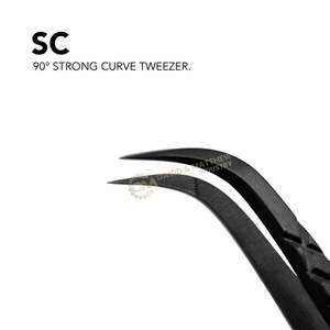 Pinzas para extensiones de pestañas de fibra negra con logotipo personalizado al por mayor, tijeras cuadradas altas, diseño de belleza redondeado de acero inoxidable - Product Image 4
