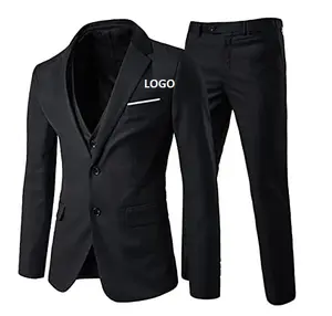 Classique hommes costume Slim Fit mariés mariage formel manteau pantalon marié costumes en gros pas cher prix noir Pent manteau