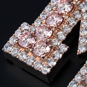 Tùy chỉnh ban đầu thư <span class=keywords><strong>M</strong></span> <span class=keywords><strong>M</strong></span>ặt dây chuyền | 925 Sterling Silver Rose Gold Plated | Iced out vvs moissanite hip hop đồ trang <span class=keywords><strong>s</strong></span>ức - Product Image 4