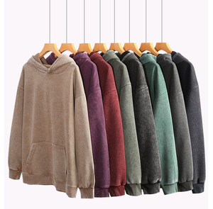 Bangladesh China Factory Price Custom Logo Embroidery 360g Heavyweight distressed washed drop-shoulder loose fit <b>hoodie</b> - Product Image 1