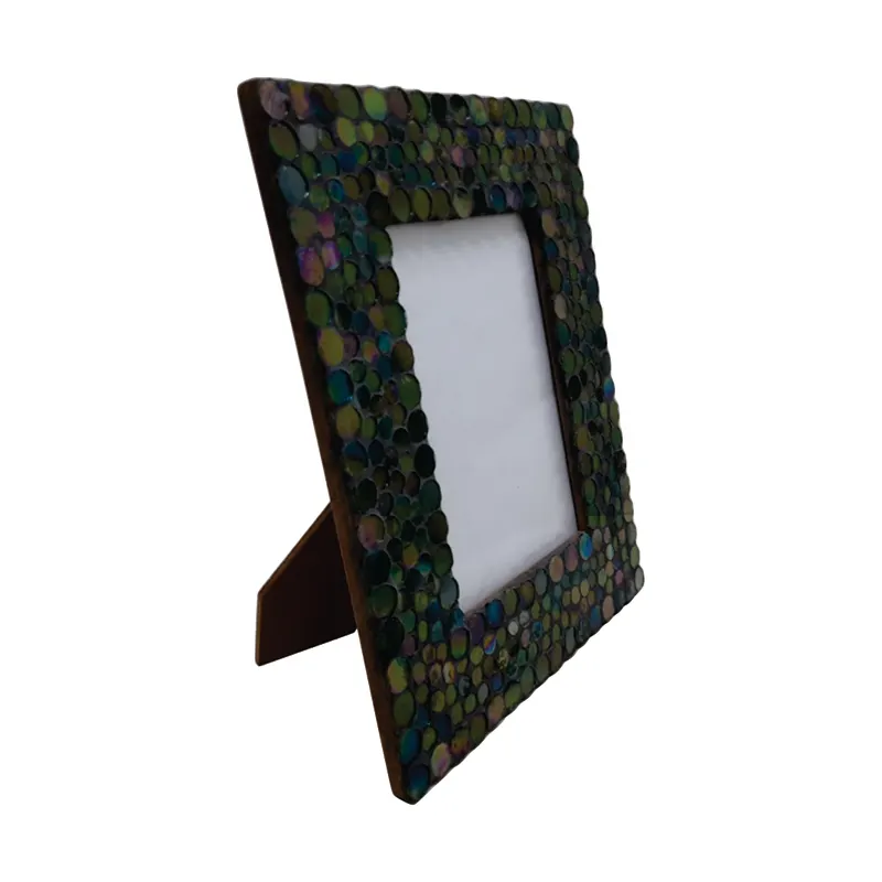 MDF & Glass Photo Frame Green Mosaic Luxury Style Photo Albums & Accessories For Table Top Decoration