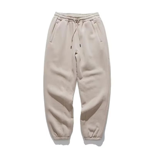 OEM 450gsm personalizado pantalones de chándal de gran tamaño Raw Hem cintura elástica relajado Jogger pantalones de chándal de peso pesado Color sólido - Product Image 5