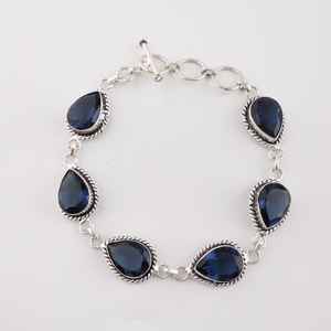 Bracelet en topaze bleue de Londres, argent sterling 925, bijoux faits à la main, cadeau pour femme, pierre de naissance de décembre - Product Image 4