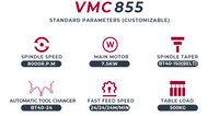 Centro de Mecanizado CNC Vertical VMC855 con Control Fanuc, Husillo BT40, Cambiador Automático de Herramientas de un Solo Husillo para Piezas de Aluminio