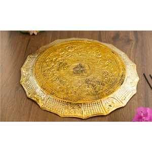 Plato de Pooja de Latón Puro de 33 cm con Diseño de Swastika, Estilo Tradicional para las Festividades de Diwali - Product Image 5