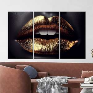 Chic Glamour: Black & Gold Fashion Print Canvas Wall Art,3P:Gallery <b>Wrapped</b> - Product Image 1
