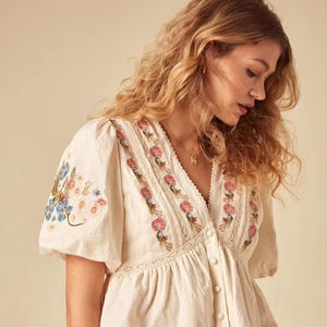 เดรสมินิปักพู่ชุดเดรสวินเทจแขนสั้นเดรสชิ้นเดียว2025ขายดีเสื้อเบลาส์ปักลายยูเครน - Product Image 1