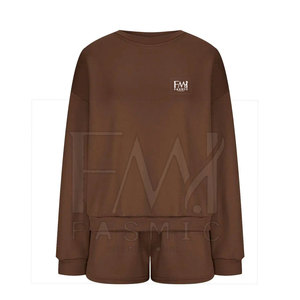 Fasmic International's Casual Sports 100% Conjuntos de chándal de algodón Pantalones cortos de suéter sueltos para invierno Patrón sólido - Product Image 1